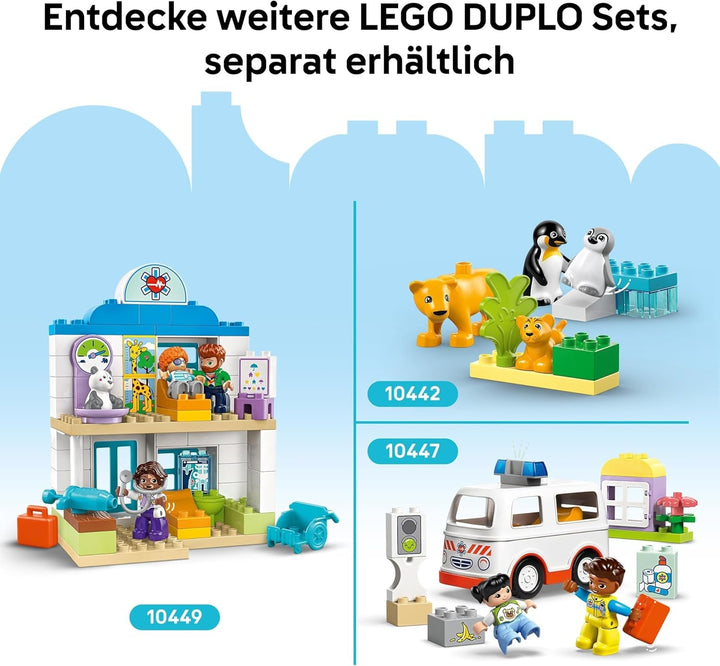 Set LEGO DUPLO Town Wild Animal Families 3-in-1, jucărie educativă pentru copii mici cu țestoase, tigri, elefanți, căprioare, panda, set pentru preșcolari de la 2 ani, jucărie de construit cu figuri de animale 10446 Seturi de constructie Besuche den LEGO-Store