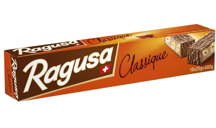Ragusa Blond Gift Box 400 grame, Ciocolată albă cu aromă caracteristică de caramel și alune întregi Bomboane de Ciocolata Naty Shop Classique 1 cutie