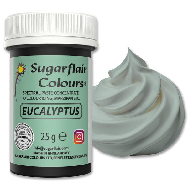 Sugarflair Spectral Eucalyptus Lebensmittelfarbe Paste, Hochkonzentrierte Lebensmittelfarbe Für Buttercreme, Zuckerpaste, Royal Icing, Kuchenmischungen Und Mehr! Lebensmittelfarbstoff - 25G Coloranti Alimentari Naty Shop Eucalyptus