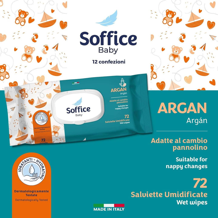 Feuchttücher Für Neugeborene, 72 Stück, Pop-Up Argan – Zubehör Und Produkte Für Die Hygiene Des Babys, Ideal Für Windelwechsel Und Kindergarten – Baby Wipes Sanft Und Reinigend – 12 Packungen Naty Shop