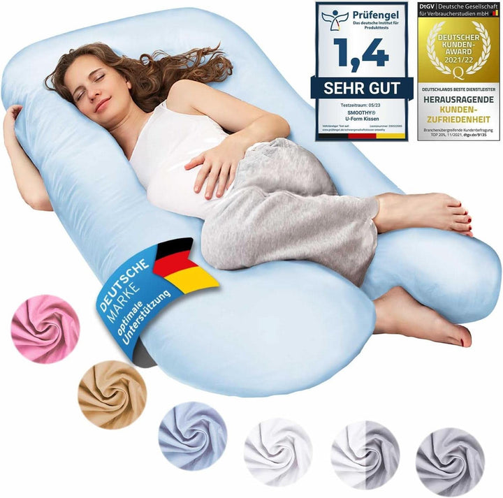 Pernă de sarcină SMOOTHY XXL, perna multifunctionala, Classic XXL, 150 X 80 cm, roz Accesorii Hrana si Alaptare Bebe Naty Shop Albastru cer Classic XXL 150 X 80 Cm