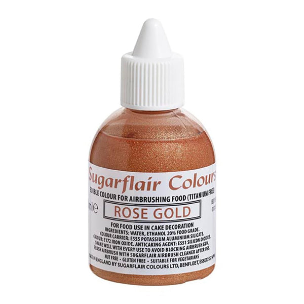 Sugarflair Airbrush Colouring Lebensmittelfarbe Rose Gold - Essbare Lebensmittel Farbe Flüssig, Airbrush-Farbe Für Kuchen, Cupcakes, Zuckerguss Und Kuchendekorationen - 60Ml Coloranti Alimentari Naty Shop Default Title