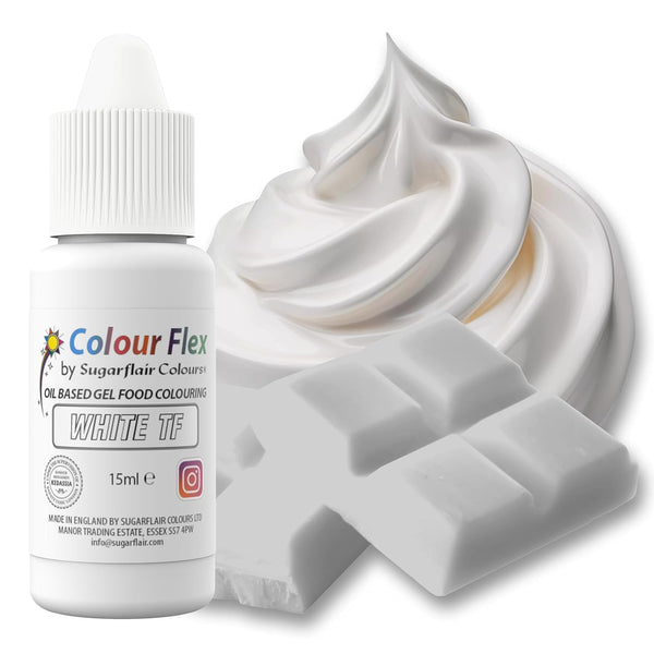 Sugarflair Colourflex Lebensmittelfarbe Auf Ölbasis White, Flüssige Lebensmittel Farbe Hochkonzentriert, Food Coloring Für Buttercreme, Schokolade, Teige, Fondant, Zuckerguss Und Mehr - 15 Ml Coloranti Alimentari Naty Shop Default Title