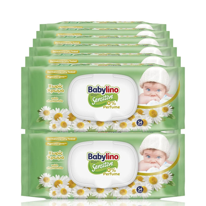 Șervețele pentru copii sensibili Babylino Sensitive, 0% parfum, 98% formulă naturală care restabilește valoarea pH-ului pielii Servetele Umede Bebelusi Naty Shop Fara parfum (864 servetele)