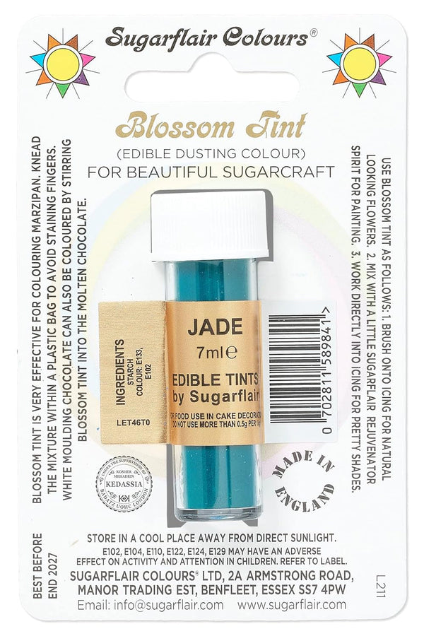 Sugarflair Blossom Tint Dusting Lebensmittelfarbe Pulver Jade - Lebensmittel Farbe Pulver Zur Dekorationen Farbzuckerpaste, Fondant, Zuckerguss, Schokolade, Buttercreme, Macarons - 7Ml Coloranti Alimentari Naty Shop Default Title