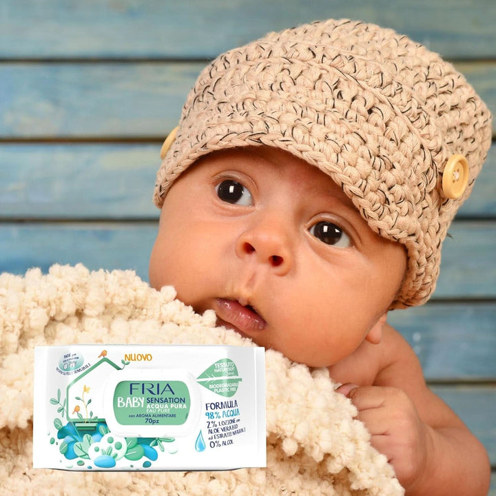 Servetele pentru schimbarea scutecelor Baby Sensation cu apa pura, formula cu apa purificata 98% cu efect de curatare a pielii, testate dermatologic, pachet economic Servetele Umede Bebelusi Naty Shop