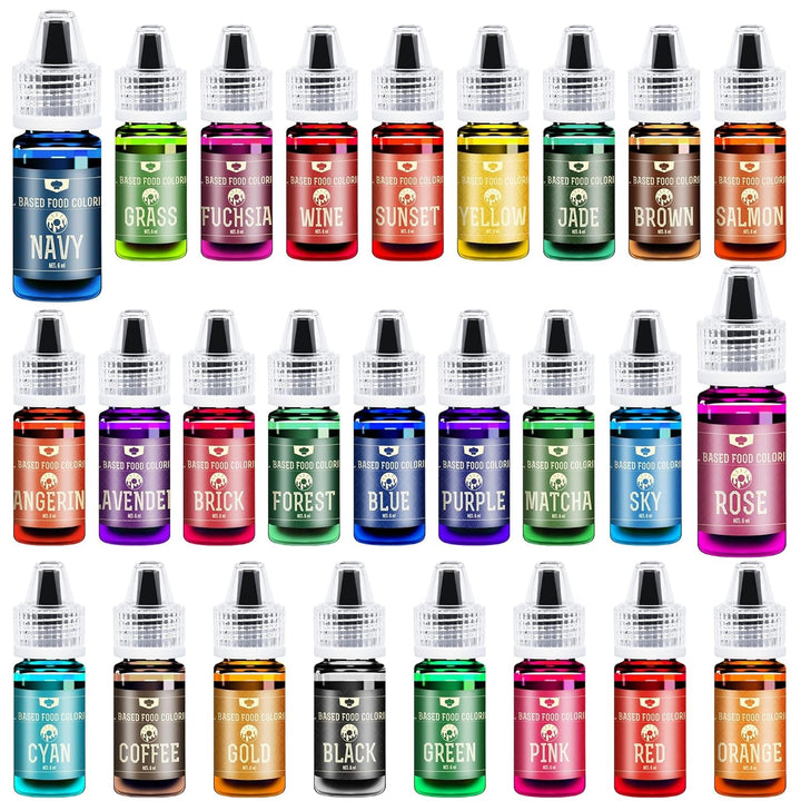 Fettlösliche Lebensmittelfarbe Für Schokolade - 10 Farben Ölbasis Lebensmittelfarben Fondant, Backen, Kuchen, Kekse - Flüssige Geschmacklos Food Coloring Für Kakaobutter, Torten, Buttercream - 6Ml Je Naty Shop 6 Ml (26Er Pack)