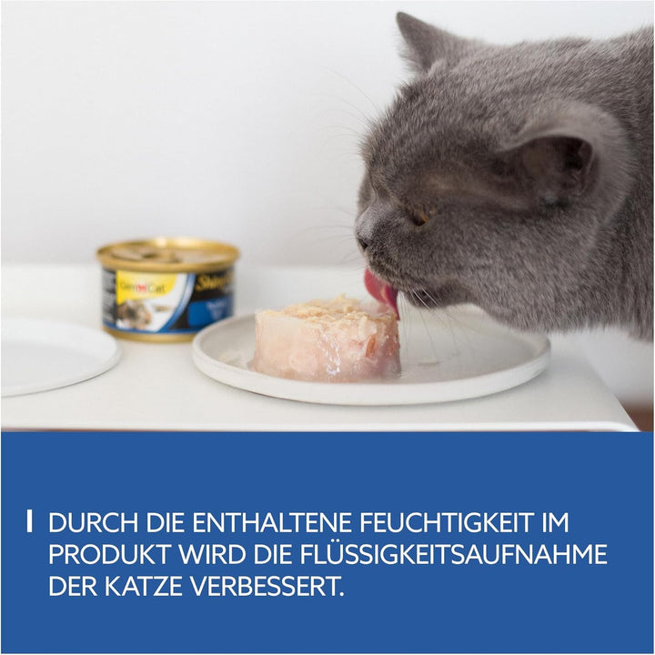Gimcat Shinycat in Jelly Tuna - hrană umedă cu pește și taurină pentru pisici - 24 cutii (24 X 70 G)
