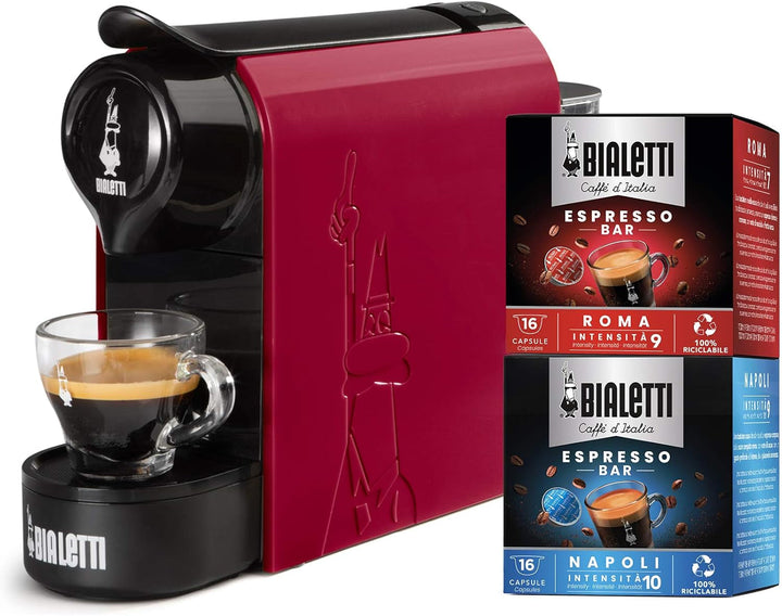 Bialetti Gioia, Espressor pentru capsule fabricat din aluminiu, include 64 de capsule, doar cu capsule, negru