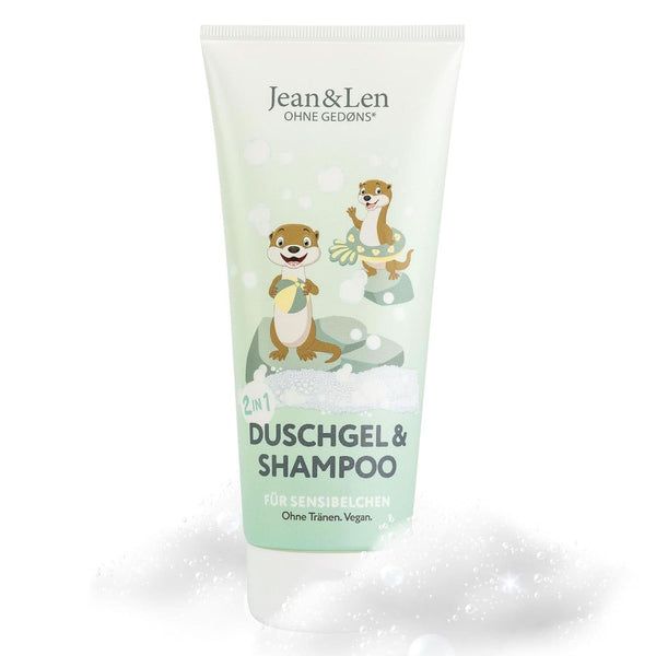 Jean & Len 2 in1, Gel de duș și șampon pentru copii sensibili, 200 ml Duș și baie Naty Shop