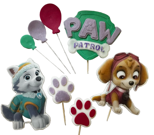 Set 8 decoratiuni comestibile din pasta de zahar, Patrula catelusilor Decoratiuni din Pasta de Zahar Naty Shop