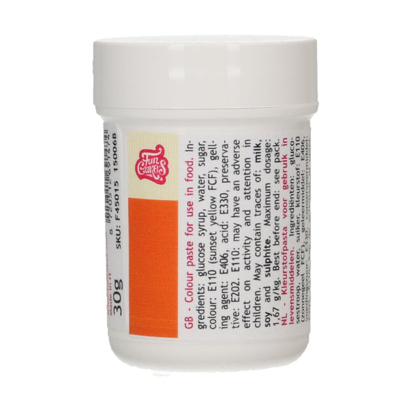 Funcakes Pastenfarbe Orange; Konzentrierte Lebensmittelfarbe Für Teig, Sahne, Fondant, Marzipan, Teig, Modellier- Und Blütenpaste. Halal Und Koscher. 30 G Coloranti Alimentari Naty Shop 30 G (1Er Pack)