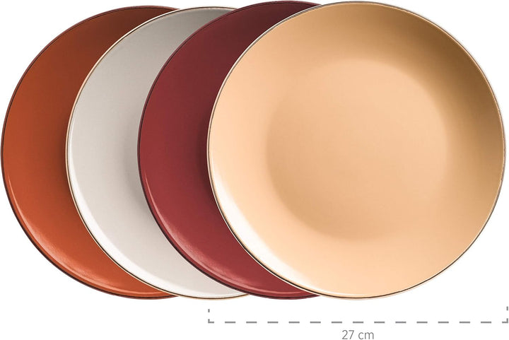 MÄSER 931871 Metallic Rim, Veselă modernă pentru 4 persoane cu margine de culoarea alamei, serviciu combinat din 16 piese Seturi vesela masa Naty Shop