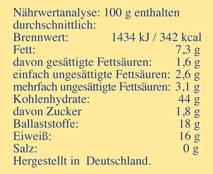 Seitenbacher Haferkleie I Hoher Protein Gehalt I Hoher Ballaststoff Gehalt I (1X 500 G ) Cereale Naty Shop
