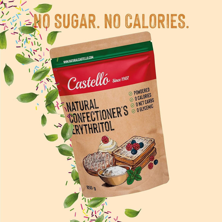 Eritritol natural - Zahăr de glazură | 10G = 7G zahăr, 850 grame Indulcitori Naty Shop