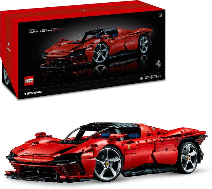 Kit machetă LEGO Technic Ferrari Daytona SP3 la scara 1:8, Mașină super sport roșie, Obiect de colecție machetă de mașină extinsă, Ultimate Car Concept 42143 Seturi de constructie Besuche den LEGO-Store Singur