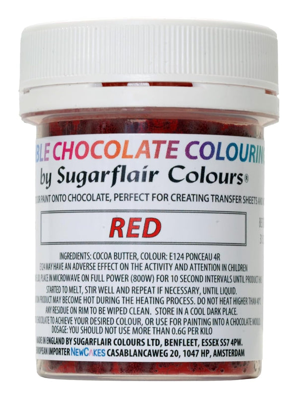Sugarflair Red Chocolate Colouring - Unt de cacao colorat pentru colorarea ciocolatei, 25 grame Coloranti Alimentari Naty Shop Default Title
