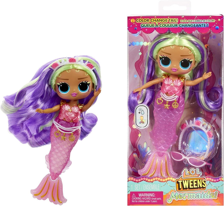L.O.L. Surprise! Tweens - Sirena Lola Waves - păpușă la modă cu coadă care își schimbă culoarea, aripioară mobilă și accesorii frumoase - jucărie pentru copii și colecționari de la 4 ani Papusi Naty Shop Cleo Cove