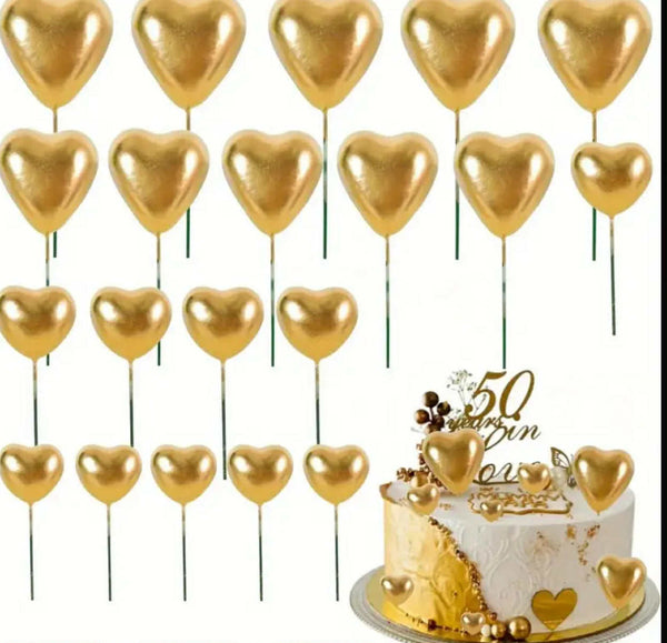 Set 20 de inimi necomestibile tort, auriu