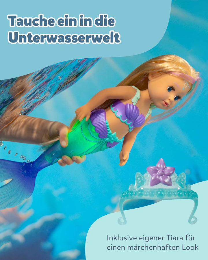 BABY Born Mermaid - Păpușă înaltă de 43 cm - Păr de înaltă calitate cu șuvițe colorate - Aripioară luminoasă - Funcționează cu baterii - Potrivit pentru copii de la 3 ani în sus, verde Papusi Naty Shop