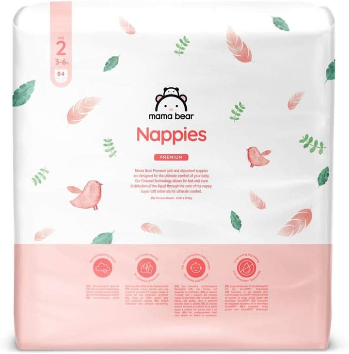 Mama Bear Premium scutece, mărimea 2 (3-6 kg), alb, 168 bucăți (2 pachete de 84) Mama si Copilul Naty Shop