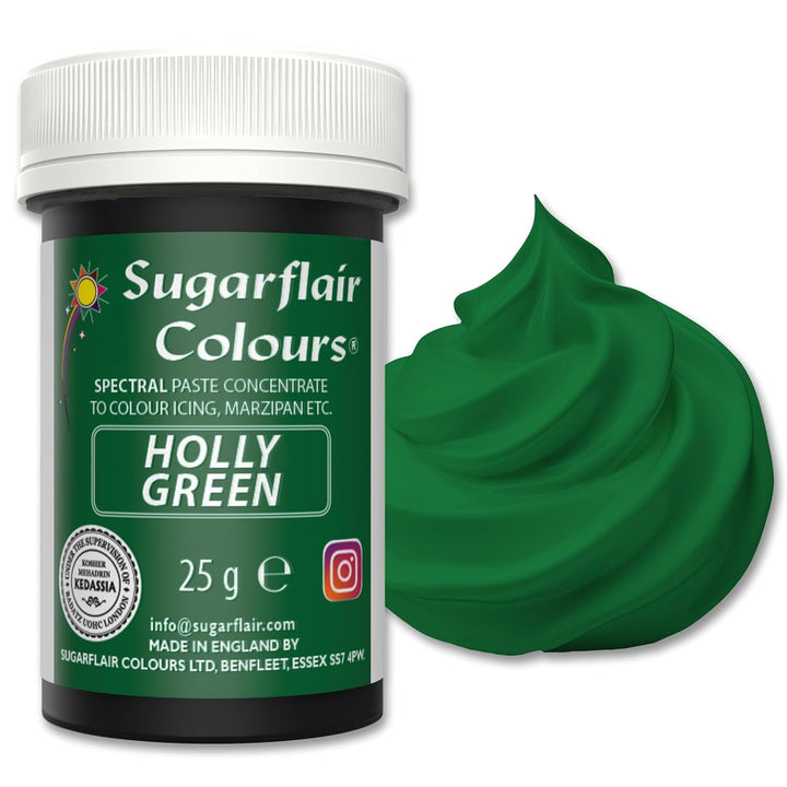 Sugarflair Spectral Navy Blue Lebensmittelfarbe Paste, Hochkonzentrierte Lebensmittelfarbe Für Buttercreme, Zuckerpaste, Royal Icing, Kuchenmischungen Und Mehr! Lebensmittelfarbstoff - 25G Coloranti Alimentari Naty Shop Holly Green