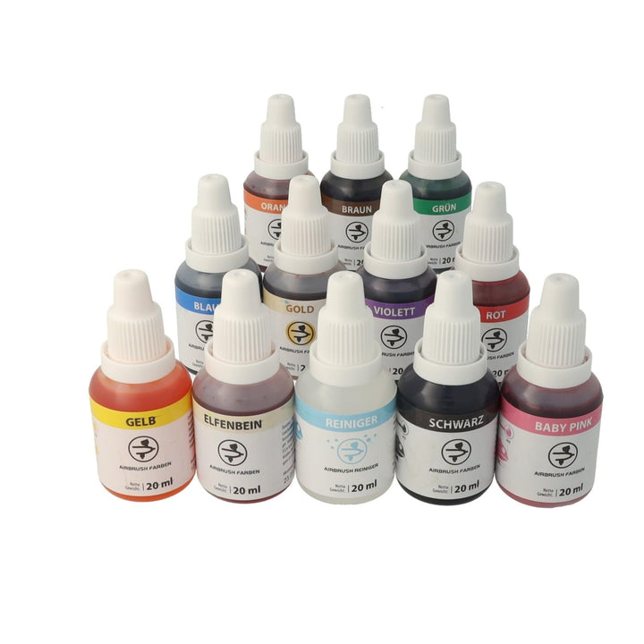 Bakeryteam Airbrush Lebensmittelfarben Set Mit Reiniger (12 X 20Ml) Coloranti Alimentari Naty Shop