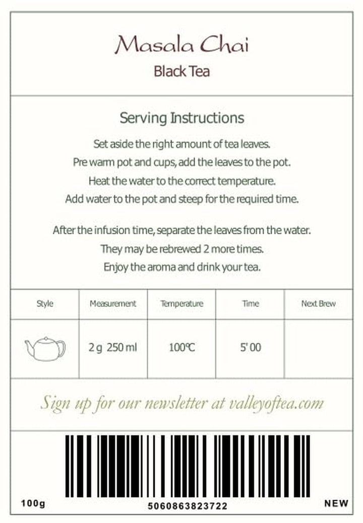 Masala Chai Ceai negru organic - perfect pentru India Latte - amestec indian organic 100 g