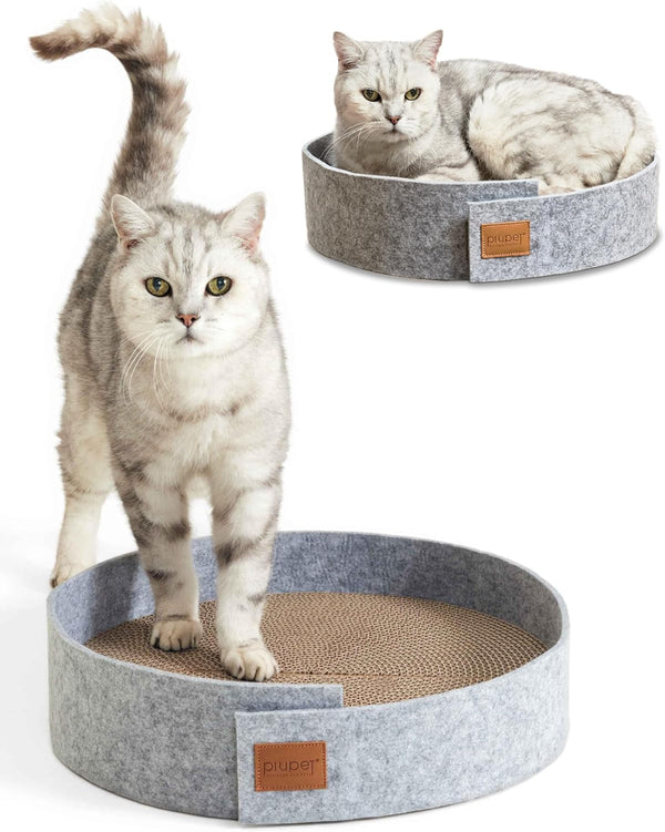 Piupet® Scărpitor pentru pisici I Diametru 38 cm I Scărpitori elegante cu aspect de fetru I Scărpitor extra rotund pentru pisici | Stâlp de zgâriat pentru pisici | Covoraș de zgâriat pentru pisici | Scărpitor pentru pisici