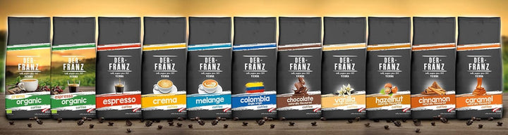 Cafea Der-Franz, amestec de Arabica și Robusta, prăjită, boabe întregi aromate cu alune naturale UTZ Cafea Naty Shop