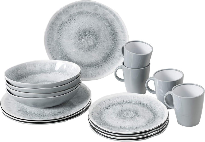 ESS Geschirr, melamină, set prânz, 16 piese Seturi vesela masa Naty Shop Stonetouch Pearl