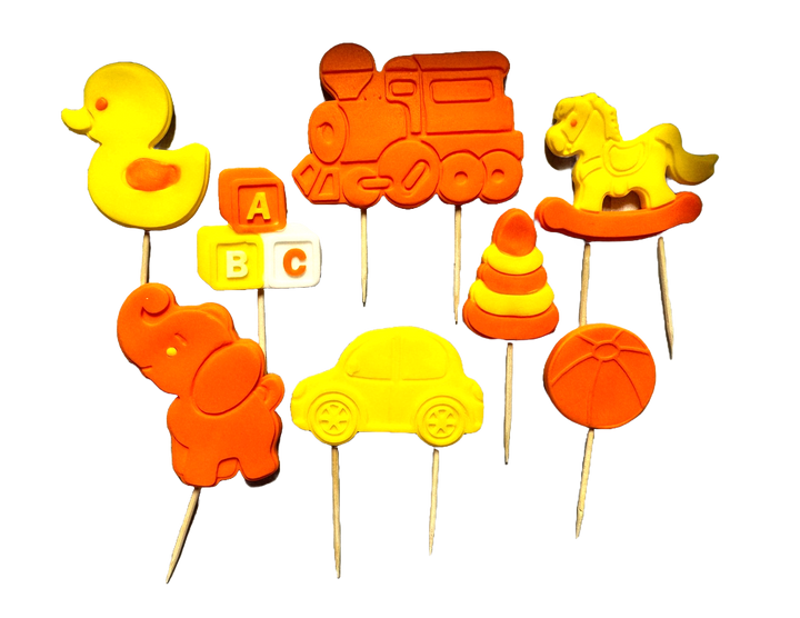 Set 8 decoratiuni comestibile din zahar, Jucarii Decoratiuni din Pasta de Zahar Naty Shop