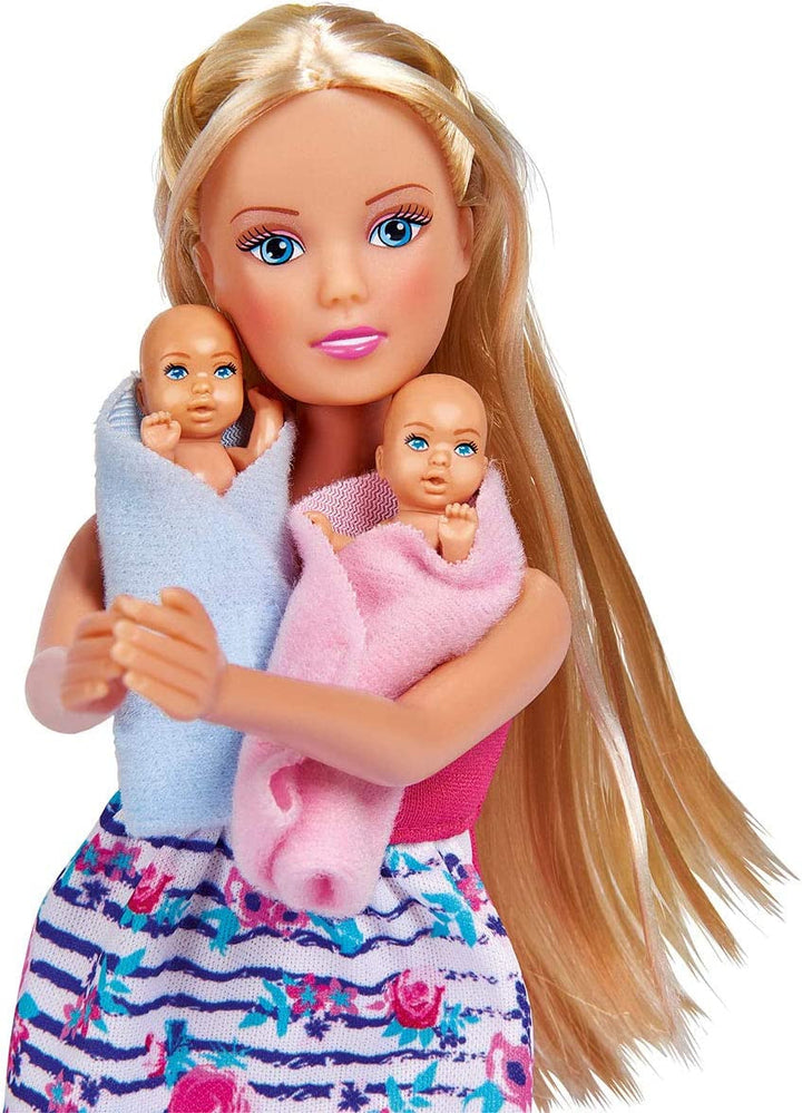 Simba 105733333 - Steffi Love Welcome Twins, Păpușă însărcinată, Cu gemeni, Cu masă de schimbat și cadă, Accesoriu, Păpușă de îmbrăcat, 29Cm, Pentru copii de la 3 ani în sus Papusi Naty Shop