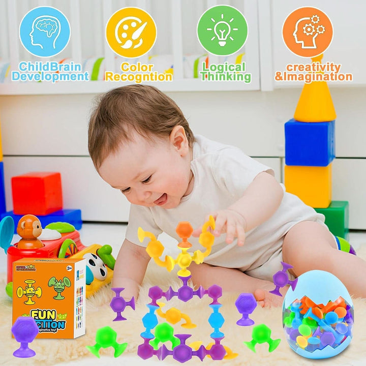 48 bucăți, jucărie de baie Montessori de la 3 ani, blocuri de construcție din silicon Mama si Copilul Naty Shop