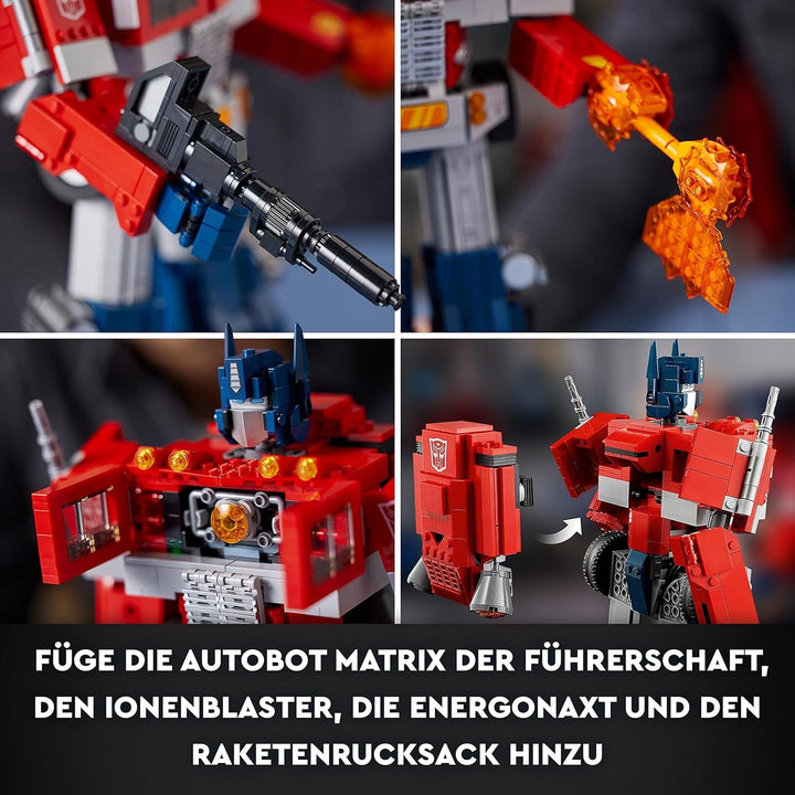 LEGO 10302 Icons Optimus Prime Set, 2In1 Robot Figura și camion Model, Transformers Toy Model Kit pentru adulți, Ziua de naștere sau Crăciun cadou pentru bărbați, femei, ea și el Seturi de constructie Besuche den LEGO-Store