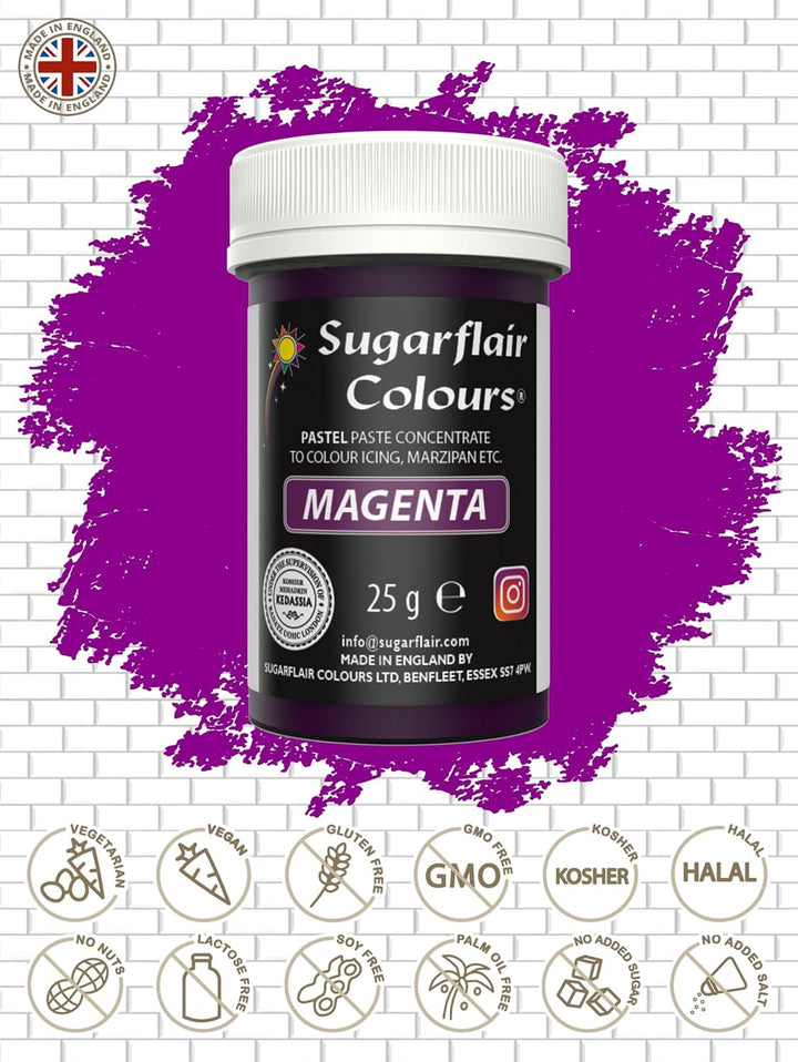 Sugarflair colorant alimentara pasta pentru fondant si martipan, Pastel Magenta, 25 grame Coloranti Alimentari Naty Shop