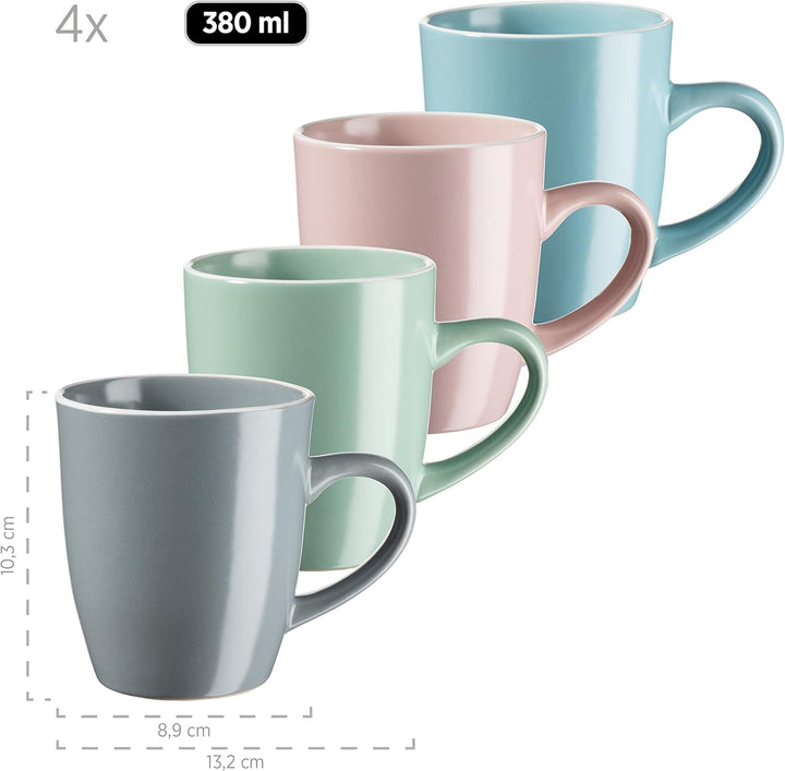 MÄSER 934006 Serie Elissa, Modernes Geschirr Set Für 4 Personen in Bunten Mattglasuren Mit Weißem Rand, 16-Teiliges Kombiservice, Steinzeug, Bunt Seturi vesela masa Naty Shop