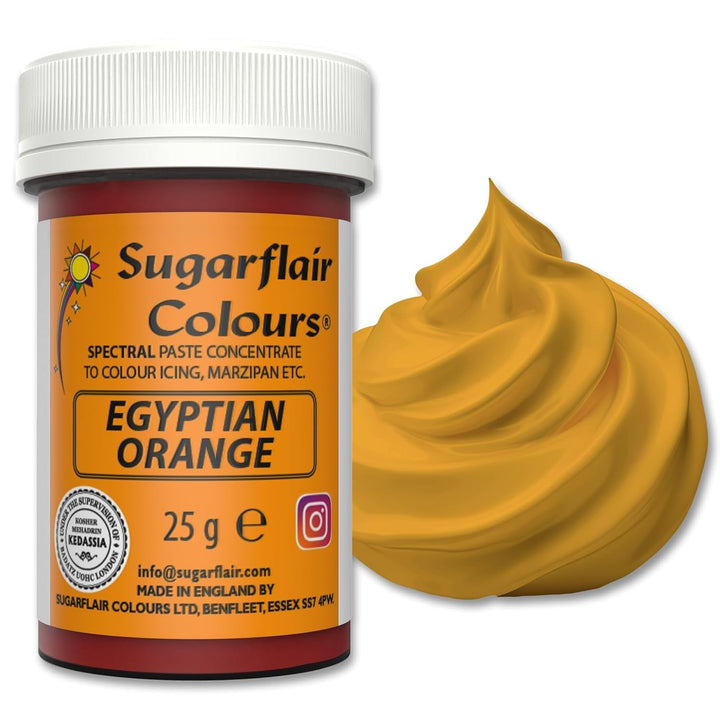 Sugarflair Spectral Navy Blue Lebensmittelfarbe Paste, Hochkonzentrierte Lebensmittelfarbe Für Buttercreme, Zuckerpaste, Royal Icing, Kuchenmischungen Und Mehr! Lebensmittelfarbstoff - 25G Coloranti Alimentari Naty Shop Egyptian Orange