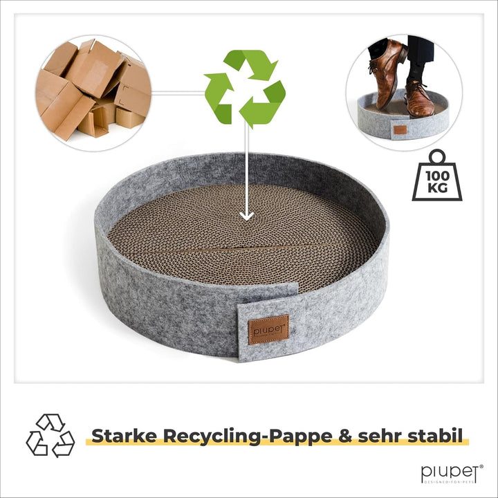 Piupet® Scărpitor pentru pisici I Diametru 38 cm I Scărpitori elegante cu aspect de fetru I Scărpitor extra rotund pentru pisici | Stâlp de zgâriat pentru pisici | Covoraș de zgâriat pentru pisici | Scărpitor pentru pisici