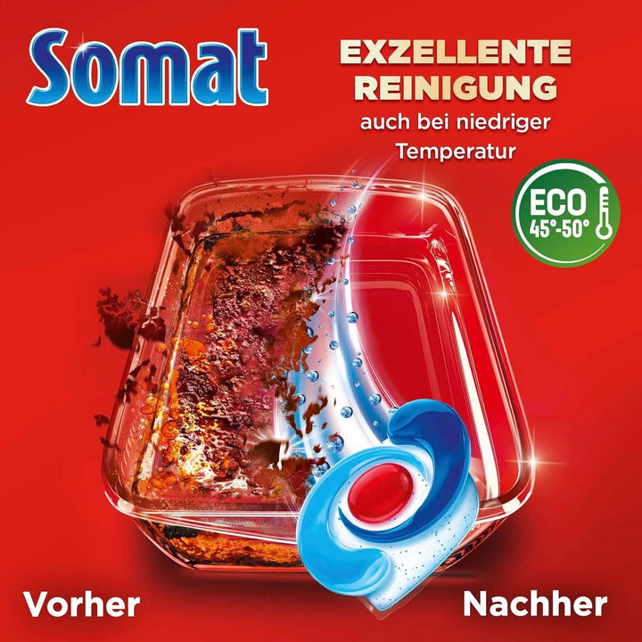 Somat Excellence 4In1 Caps (141 Caps), File pentru mașina de spălat vase cu dizolvare rapidă Detergenti Bucatarie Naty Shop