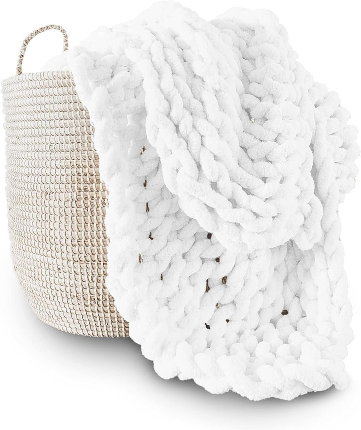 Chunky pătură tricotate, arunca, 100% mână tricotate cu jumbo chenille fire (127 X 152.4 Cm, gri liliac) Paturi si Cuverturi Adyrescia Alb 50 "X60"
