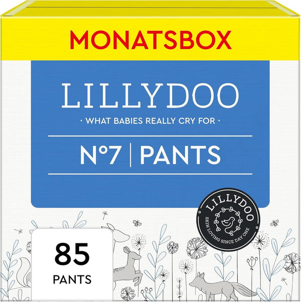 Pantaloni LILLYDOO prietenosi cu pielea, cutie lunara Mama si Copilul Naty Shop Marimea 7 (85 bucati)
