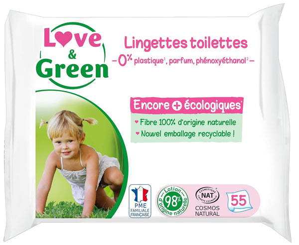 Șervețele igienice ecologice - pachet de 55 de șervețele - certificate Cosmo Natural de către ECOCERT și FSC