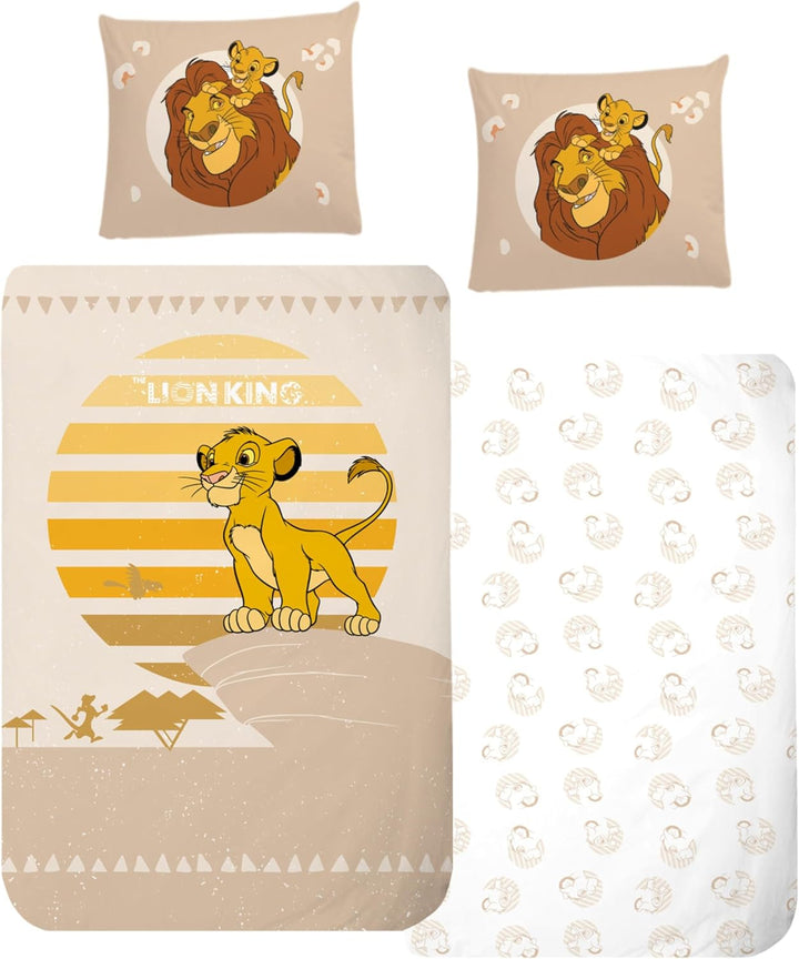Lenjerie de pat pentru copii, diverse personaje animate, 100% bumbac Lenjerie de pat - copii Naty Shop Regele Leu