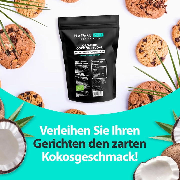 Zahăr organic din nucă de cocos, aroma de caramel, 1,5 Kg Indulcitori Naty Shop
