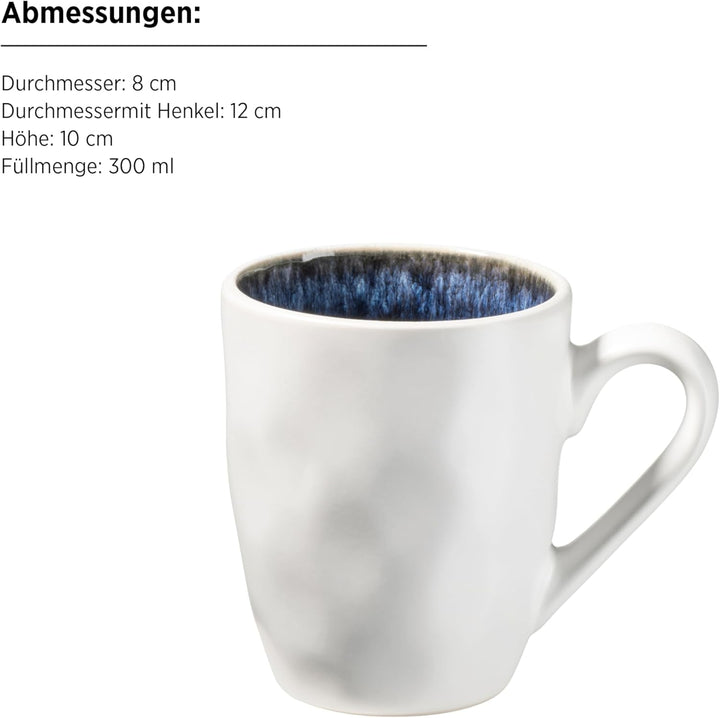 MÄSER 934092 Serie Frozen, Geschirr Set Aus Keramik Für 4 Personen, 16-Teiliges Kombiservice Mit Organischen Formen, Blau Gesprenkeltes Service, Steinzeug, Dunkelblau Seturi vesela masa Naty Shop