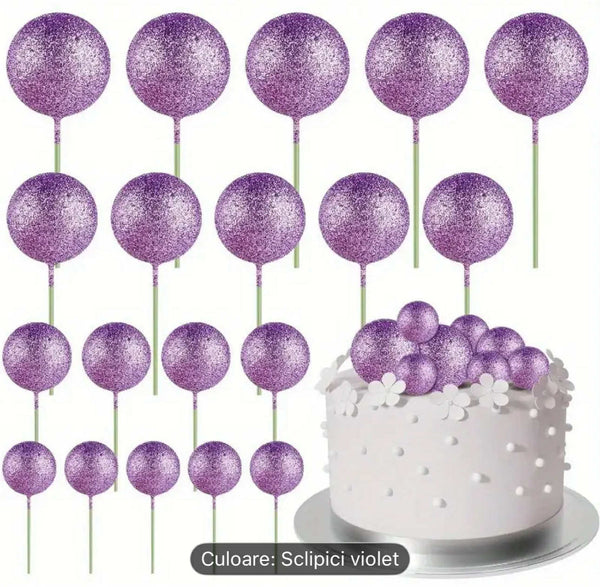 Set 20 de sfere necomestibile tort, violet sclipitor