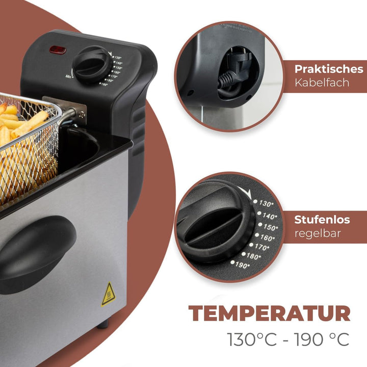 Bomann® Friteuza cu ulei, capacitate de 3L, tehnologie cu zonă rece și scurgere, 2000 W Electrocasnice Naty Shop