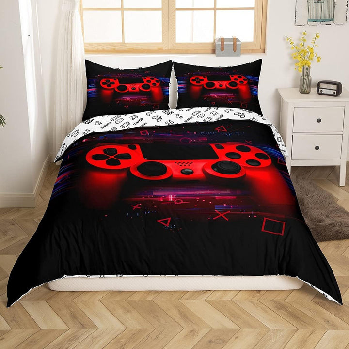 Gamer Bettwäsche Sets Für Jungen 155X220,Gaming Bettbezug Kinder Teens Männer Videospiel Zimmer Dekor Reversible Gaming Tröster Abdeckung Grün Retro Game Controller Bettbezug Weicher Luxus 2 Stücke