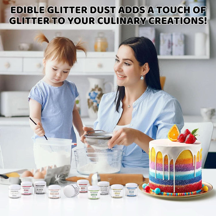 Glitter (sclipici) comestibil, pudra, set 2 culori, diverse nuante, 2 x 4 grame Coloranti Alimentari Naty Shop